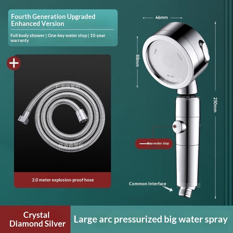 New Powerful Turbo Shower Head Ultra-strong Pressure Shower Faucet One-click Water Stop Shower Spray