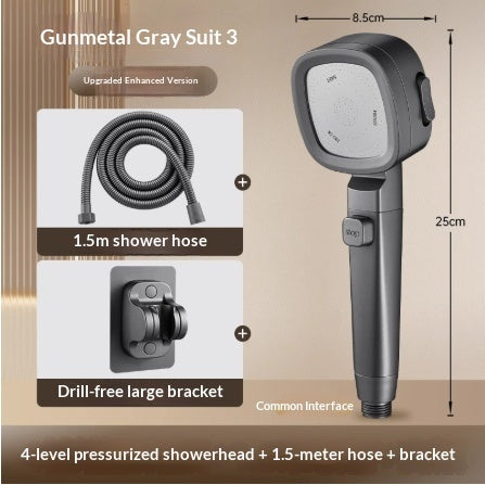 New Powerful Turbo Shower Head Ultra-strong Pressure Shower Faucet One-click Water Stop Shower Spray