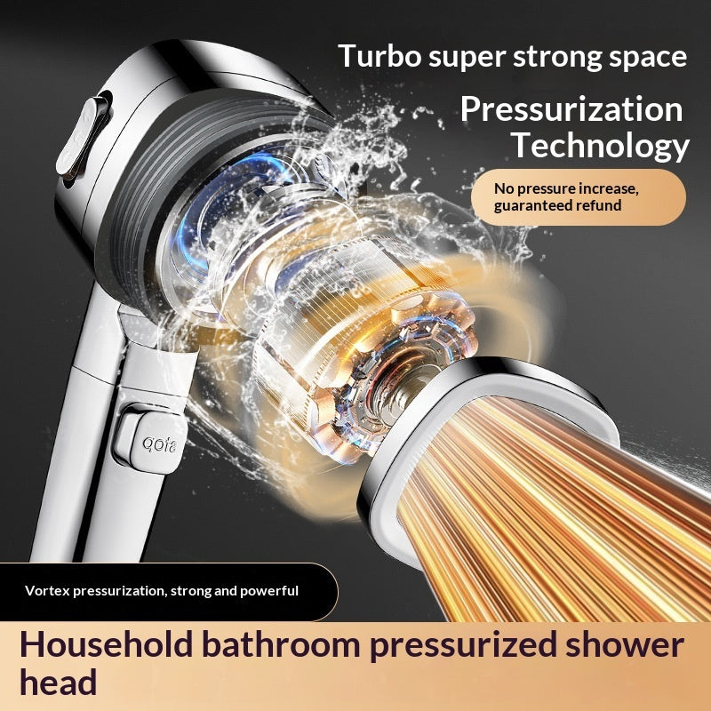 New Powerful Turbo Shower Head Ultra-strong Pressure Shower Faucet One-click Water Stop Shower Spray