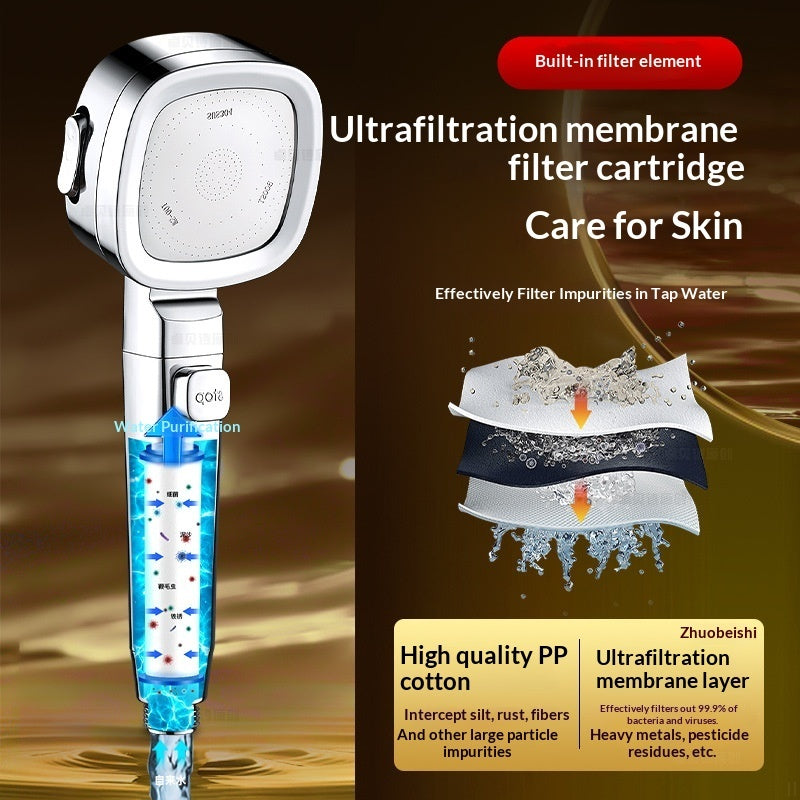 New Powerful Turbo Shower Head Ultra-strong Pressure Shower Faucet One-click Water Stop Shower Spray